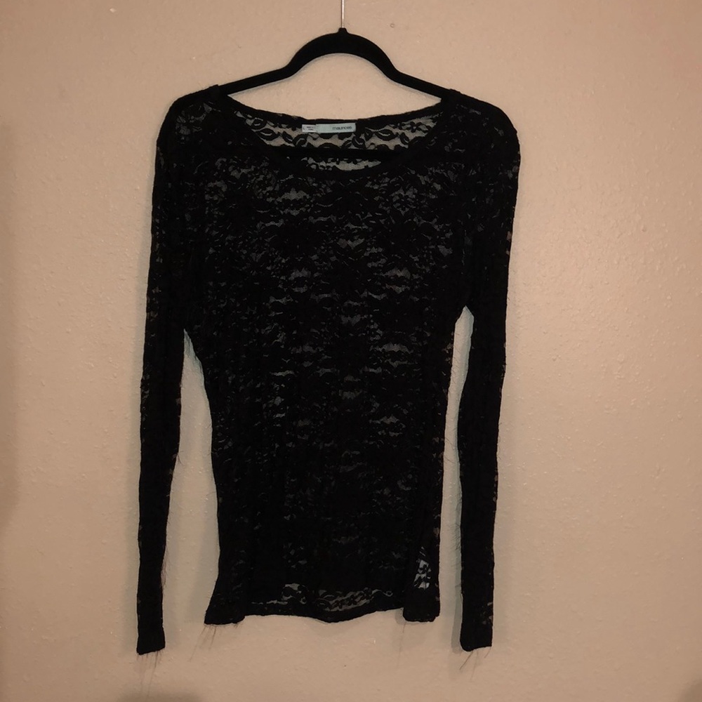 Black lace top ls